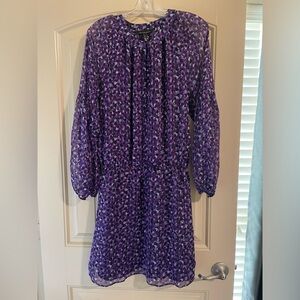 WHBM Long Sleeve Smocked Waist Blouson Dress-NWT